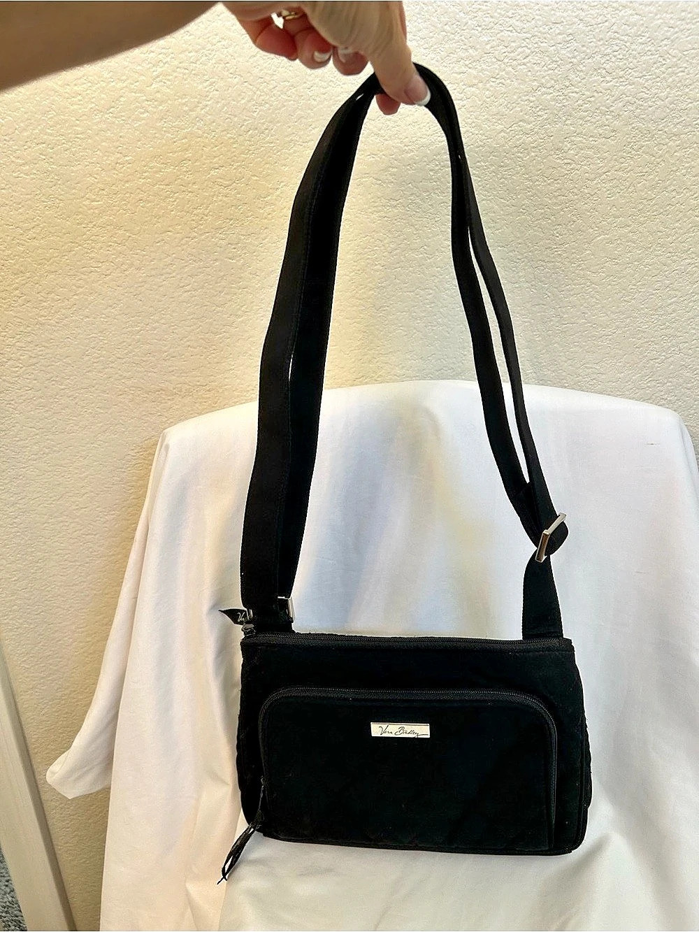 Vera Bradley Triple Zip Hipster Black Quilted Crossbody Bag